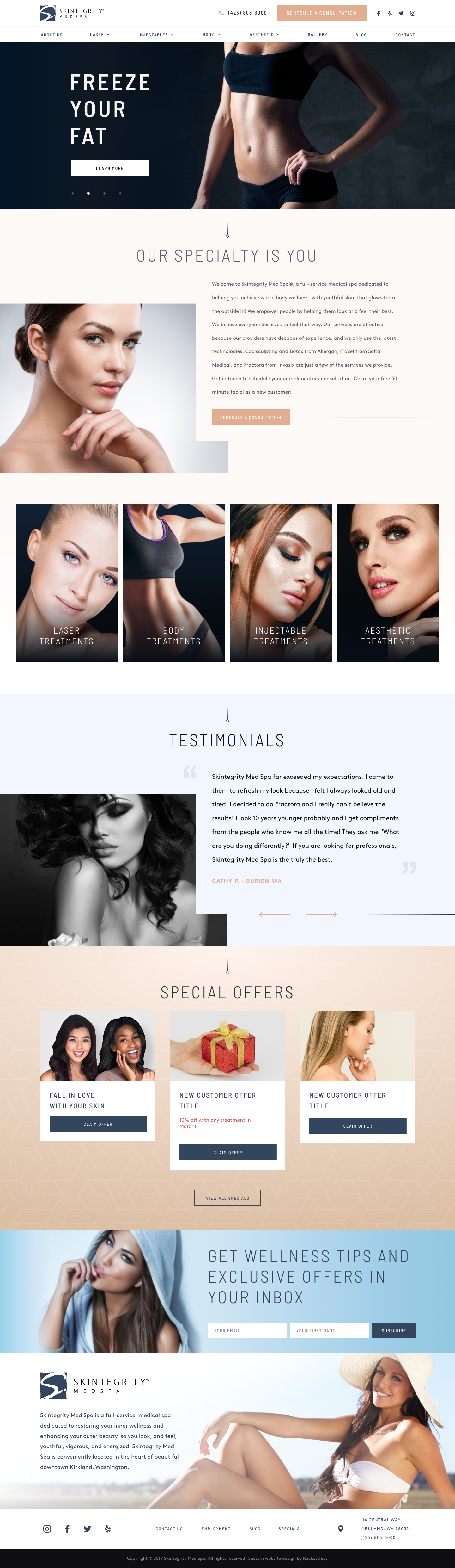 Skintegrity MedSpa Website Home Page Design
