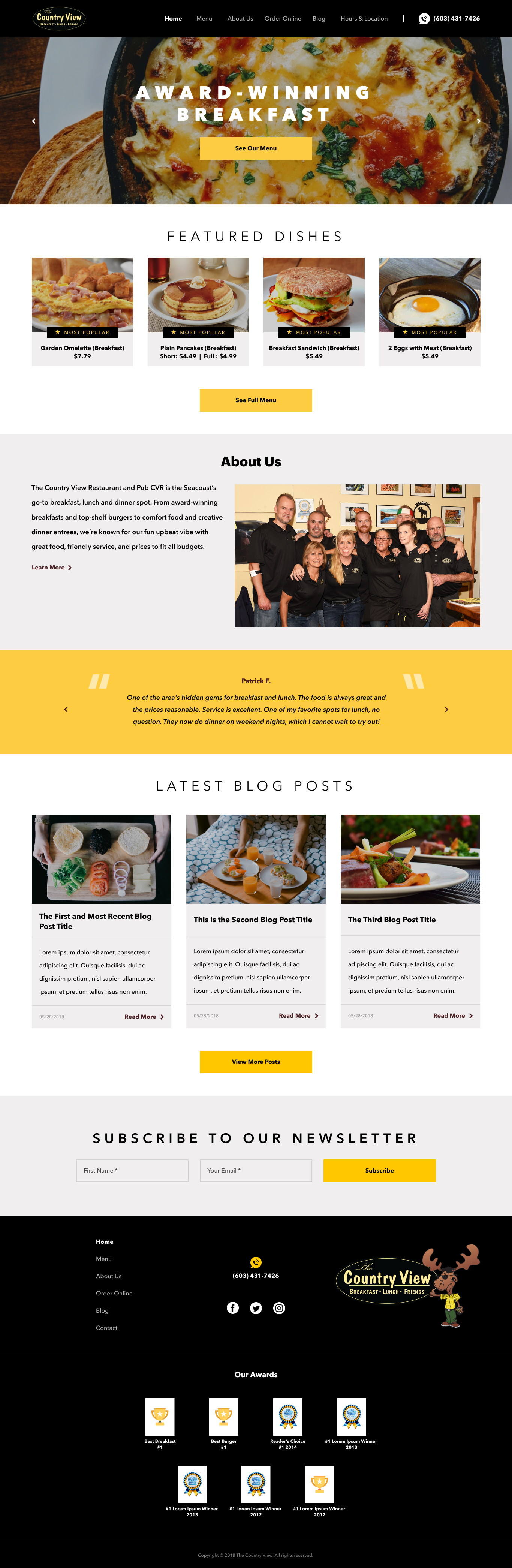 The Country View Restaurant Home Page Design