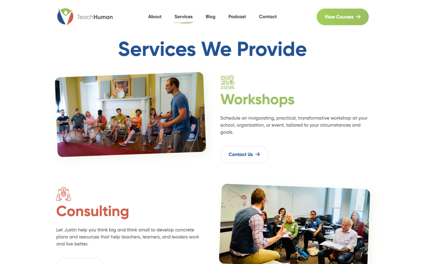 services page for education website