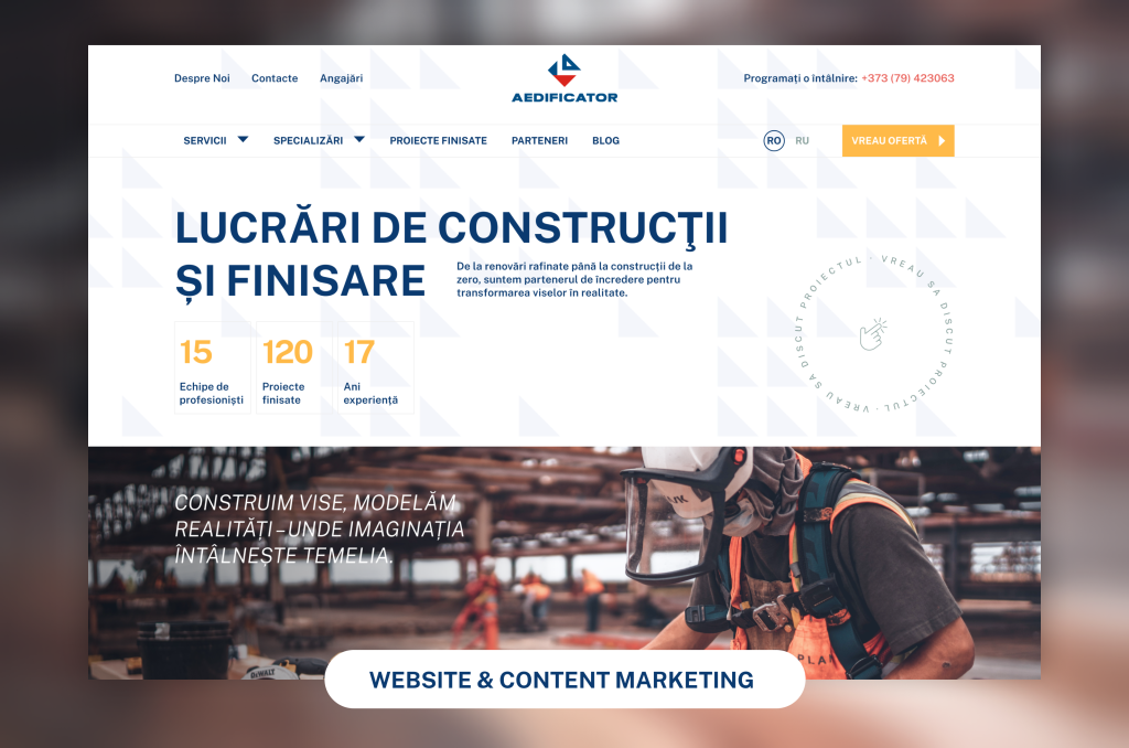 Aedificator: Custom Website for Construction Company — New Light Digital