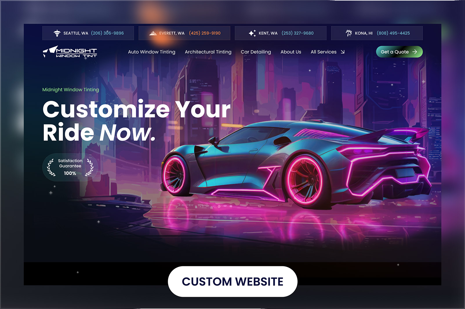 midnight window tint custom website design wordpress