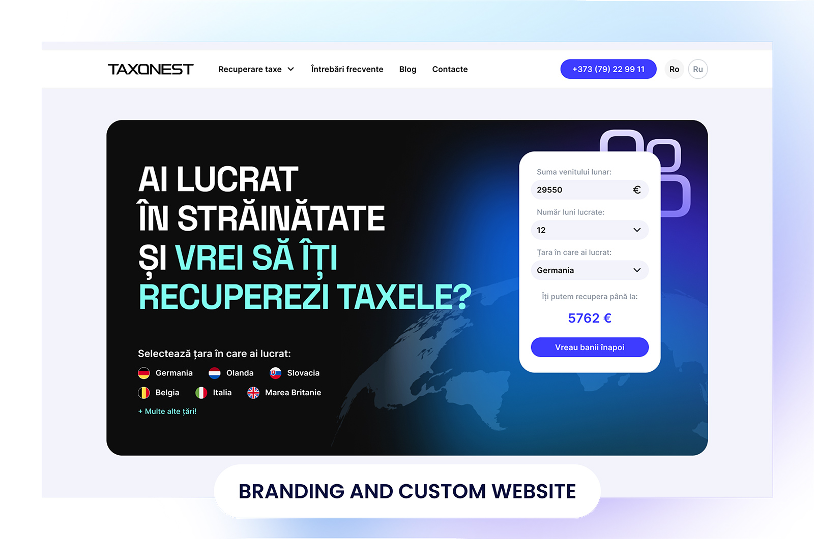 tax onest branding and custom website