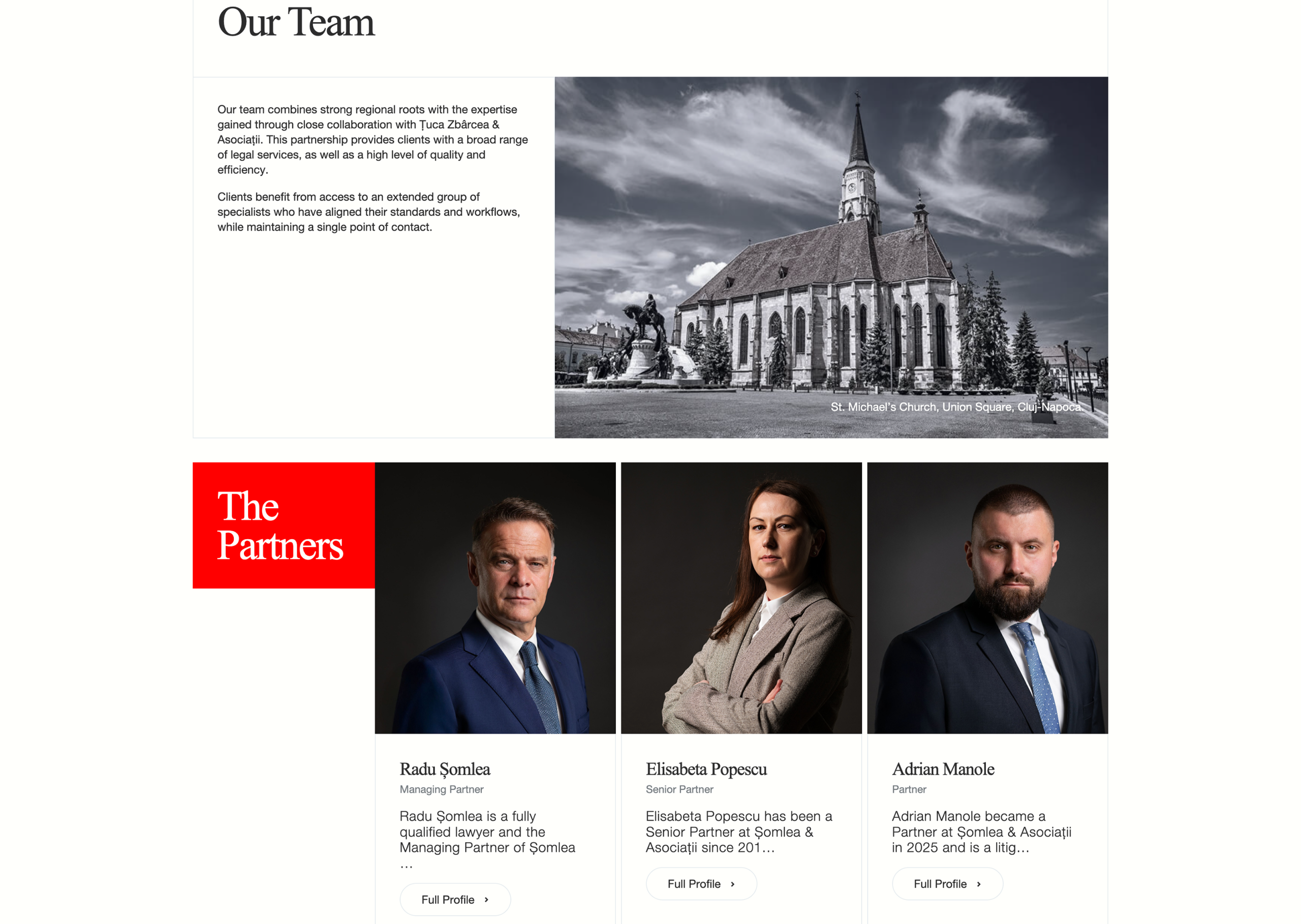 law firm website - our team page