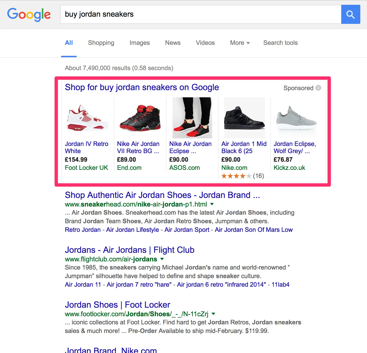 google shopping ads example