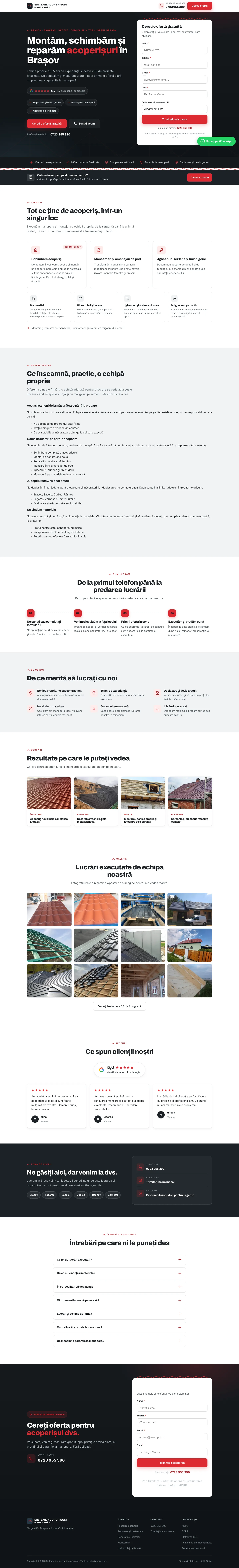 Sisteme Acoperișuri Mansardări homepage &mdash; key UX decisions visible on the live site