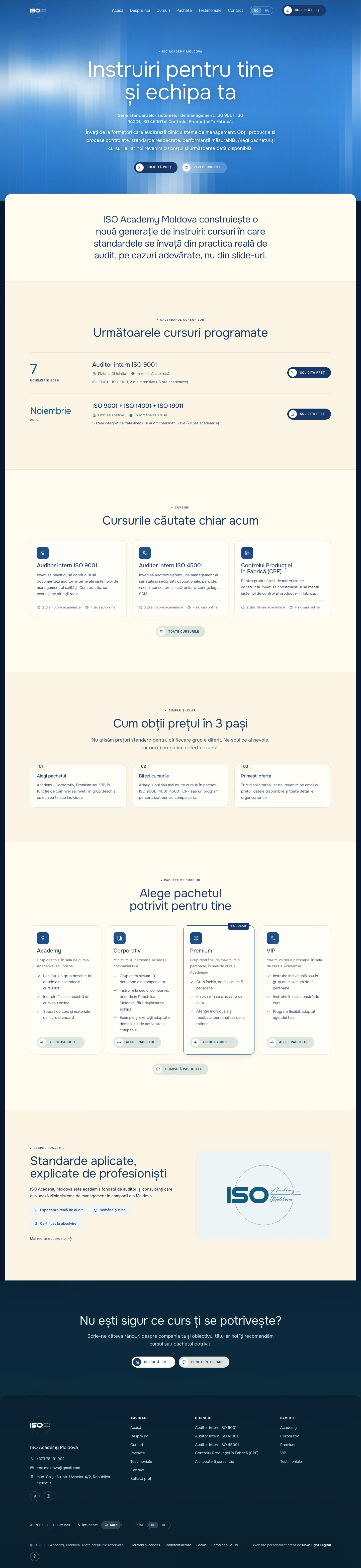 ISO Academy Moldova homepage: key UX decisions visible on the live site