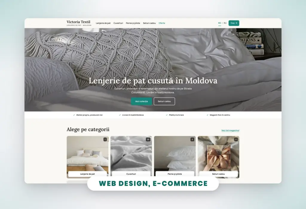 Victoria Textil: magazin online pentru un atelier de lenjerie de pat